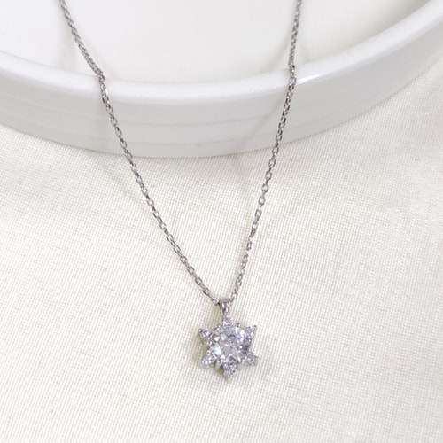 1 CM LOTUS GÜMÜŞ KOLYE 40+5 CM - RODYUM BEYAZ