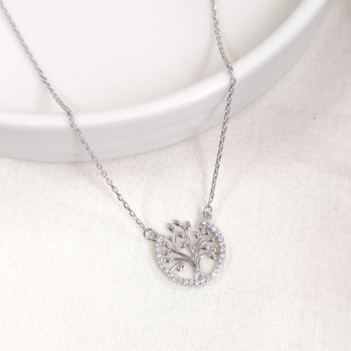 15 MM AĞAÇ GÜMÜŞ KOLYE 40+5 CM - RODYUM BEYAZ