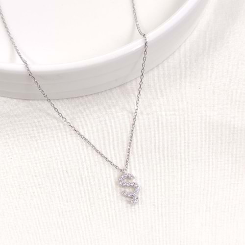 1 CM TAŞLI Ş HARF GÜMÜŞ KOLYE 40+5 CM