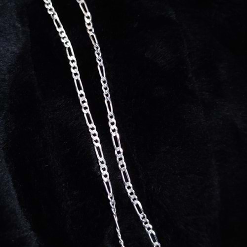 3,5 MM FİGARO GÜMÜŞ ZİNCİR KOLYE 65 CM