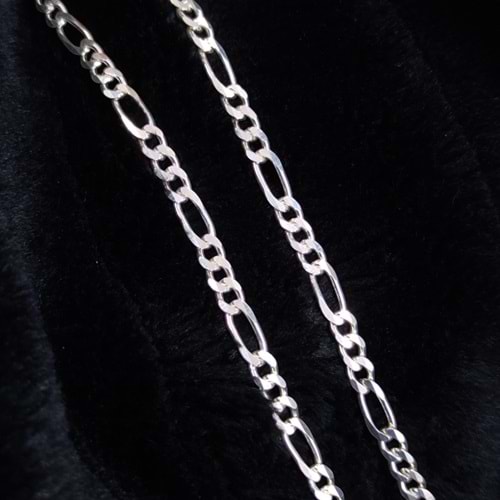 6 MM FIGARO GÜMÜŞ ERKEK ZİNCİR KOLYE 60 CM