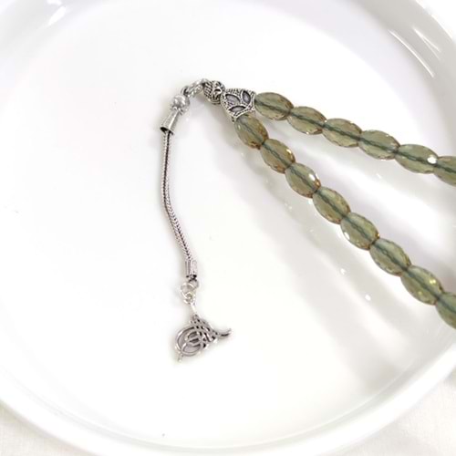 SULTANİT TAŞLI GÜMÜŞ TUĞRA UÇLU TESBİH