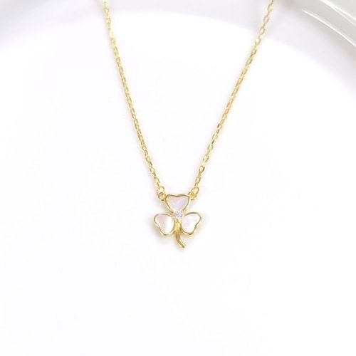 İTHAL SEDEF 10 MM YONCA GÜMÜŞ KOLYE - ALTIN SARI