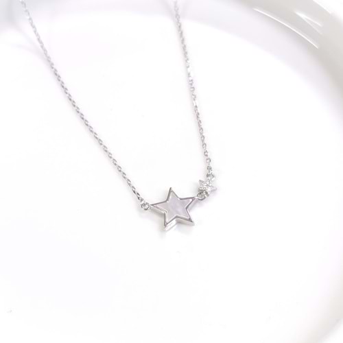 İTHAL SEDEF 12 MM YILDIZ GÜMÜŞ KOLYE