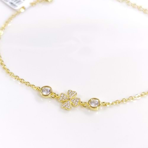 İTHAL TAŞLI YONCA GÜMÜŞ BİLEKLİK 16+3 CM - ALTIN SARI
