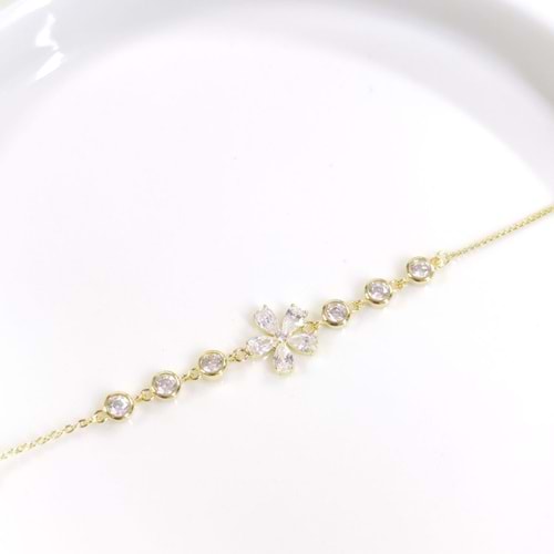 İTHAL TAŞLI ÇİÇEK PAPATYA GÜMÜŞ BİLEKLİK 16+3 CM