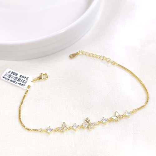 İTHAL TAŞLI SEDEF KELEBEK GÜMÜŞ BİLEKLİK 18+3 CM