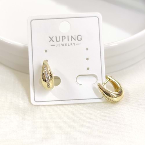 XUPING 8 MM BOMBELİ TAŞ DETAYLI HALKA KÜPE GOLD