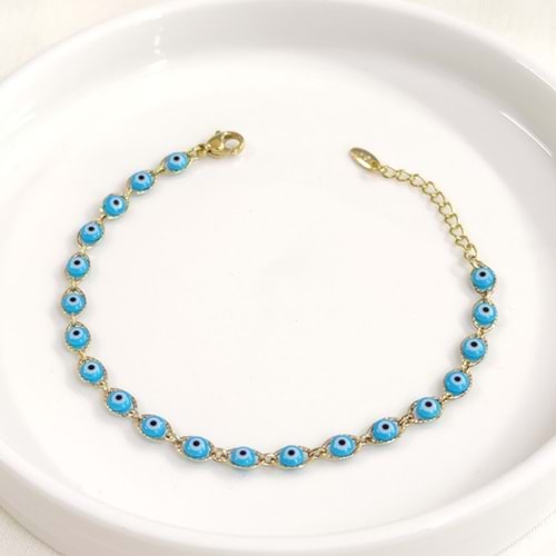 XUPING MAVİ NAZAR BONCUKLU BİLEKLİK GOLD 18+3 CM