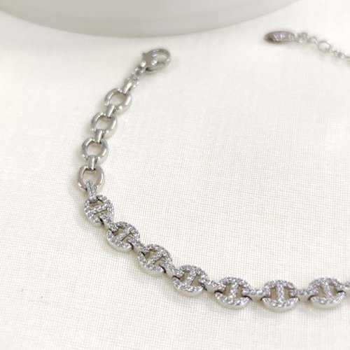 XUPING 5 MM TAŞLI GEMİCİ BİLEKLİK BEYAZ 17+3 CM