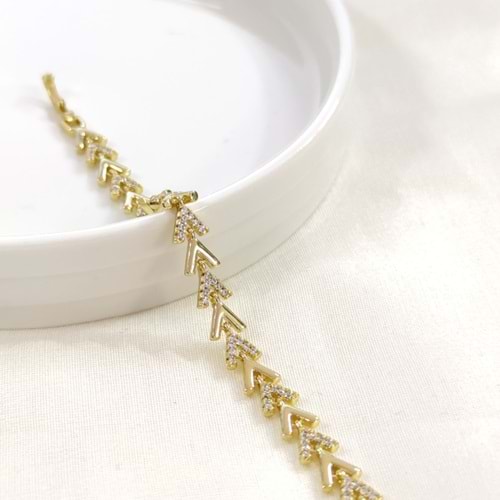 XUPING 7 MM TAŞLI OK BALIK SIRTI BİLEKLİK GOLD 17+3CM