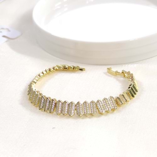 XUPING ZİKZAK TAŞLI BİLEKLİK 17+2 CM - ALTIN SARI
