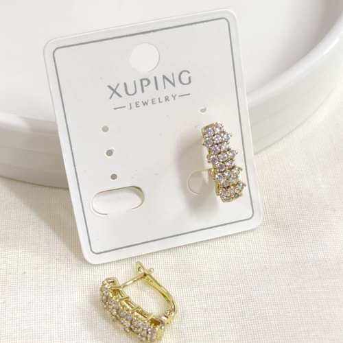 XUPING TAŞLI 8X11 MM J HALKA KÜPE GOLD - ALTIN SARI