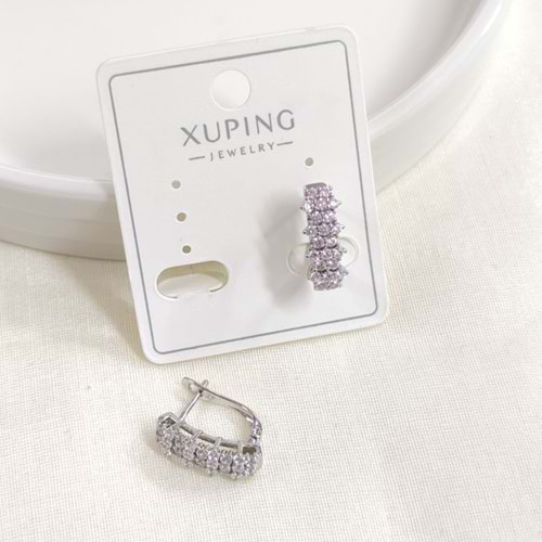 XUPING TAŞLI 8X11 MM J HALKA KÜPE GOLD