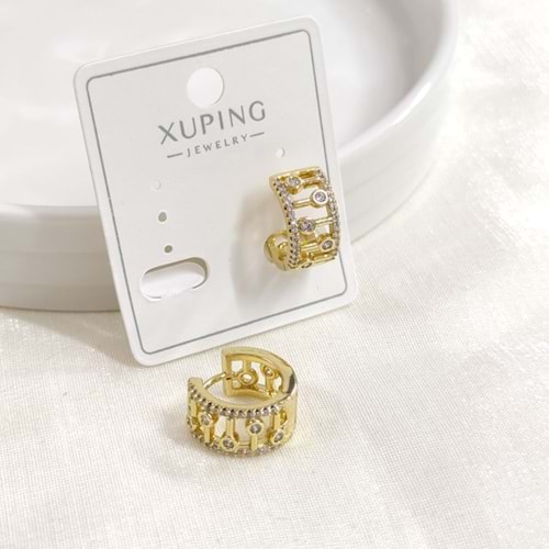XUPING 12 MM TAŞLI ŞERİT HALKA KÜPE GOLD