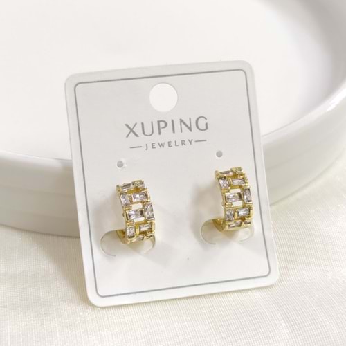 XUPING 10 MM BAGET TAŞLI HALKA KÜPE GOLD