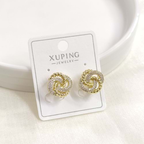 XUPING BURGU TAŞLI ÇİÇEK 10 MM HALKA KÜPE GOLD