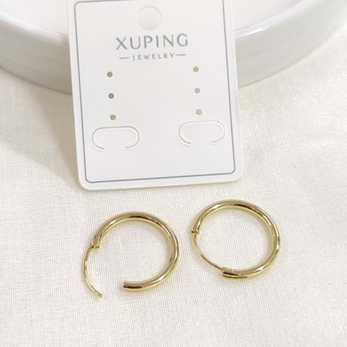 XUPING 17 MM DÜZ İÇE GEÇMELİ HALKA KÜPE GOLD