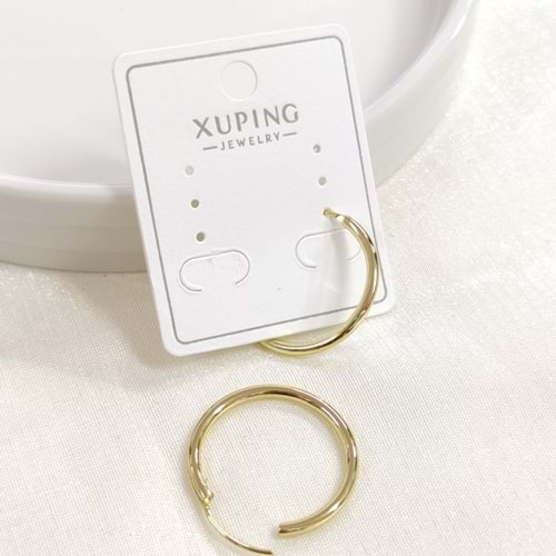 XUPING 21 MM DÜZ İÇE GEÇMELİ HALKA KÜPE GOLD