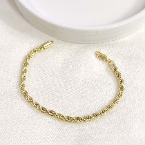 CMJEWELRY 18 CM 3MM BURGU ZİNCİR BİLEKLİK GOLD