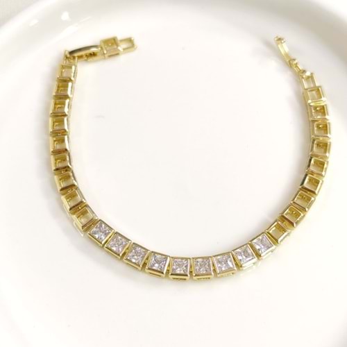XUPING TAŞLI KARE BİLEKLİK GOLD 17+2CM