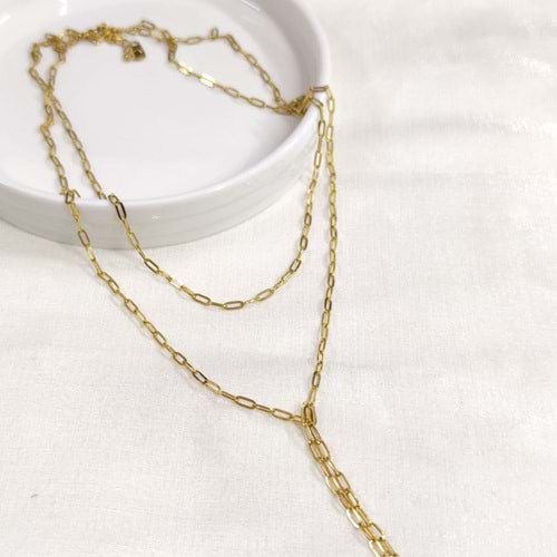 ÇELİK ATAÇ İKİLİ KOMBİN Y ZİNCİR KOLYE