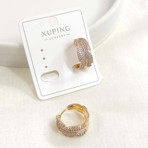 XUPING 15 MM TAŞLI YAPRAK HALKA KÜPE ROSE