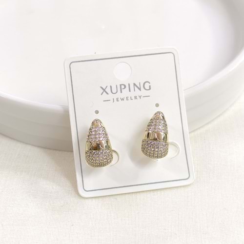 XUPING 10 MM TAŞLI BOMBELİ HALKA KÜPE GOLD