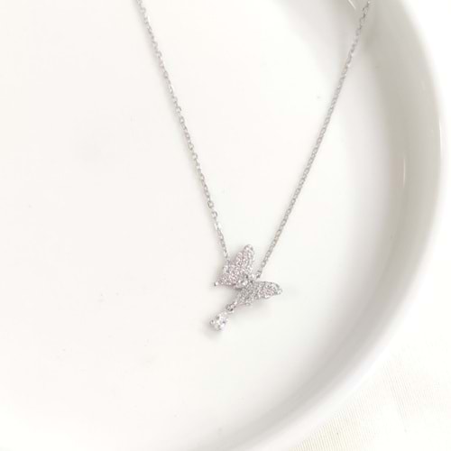 İTHAL 10 MM SALLANTILI KELEBEK GÜMÜŞ KOLYE