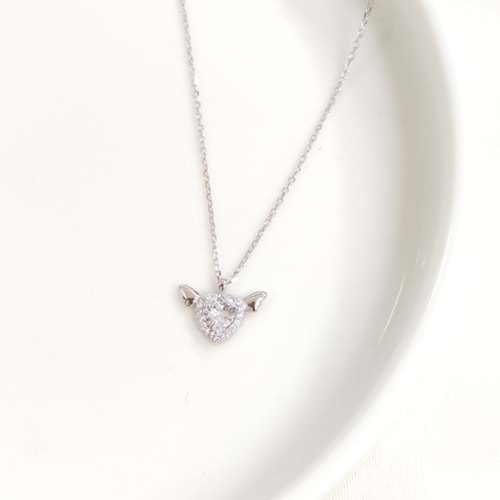 İTHAL 12 MM KANATLI KALP GÜMÜŞ KOLYE