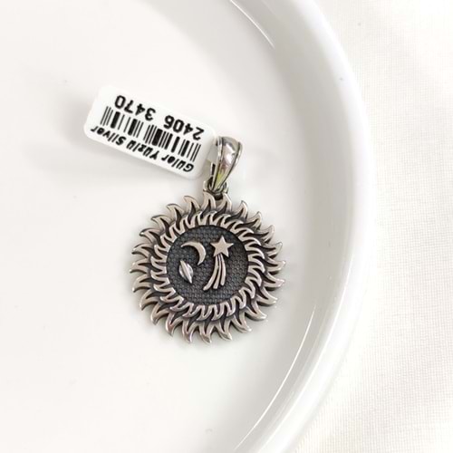 GÜNEŞ GÜMÜŞ KOLYE UCU 27MM