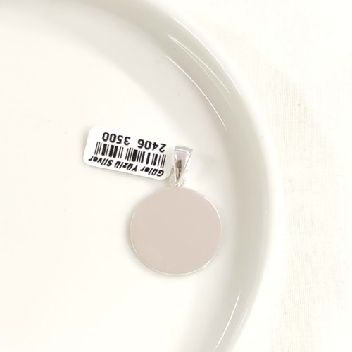 YUVARLAK DÜZ PLAKA GÜMÜŞ KOLYE UCU 22MM