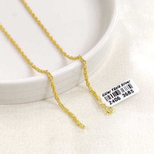 2 MM BURGU GÜMÜŞ ZİNCİR 65 CM - ALTIN SARI