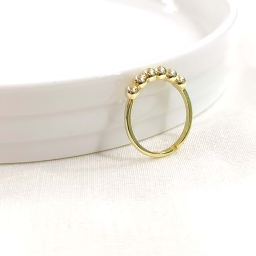 TOP TOP AYARLANABİLİR GÜMÜŞ YÜZÜK - ALTIN SARI