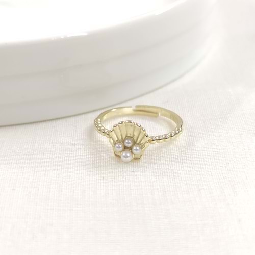 İNCİLİ İSTİRİDYE AYARLANABİLİR GÜMÜŞ YÜZÜK