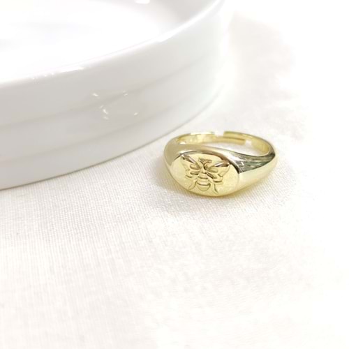 ARI AYARLANABİLİR GÜMÜŞ YÜZÜK - ALTIN SARI