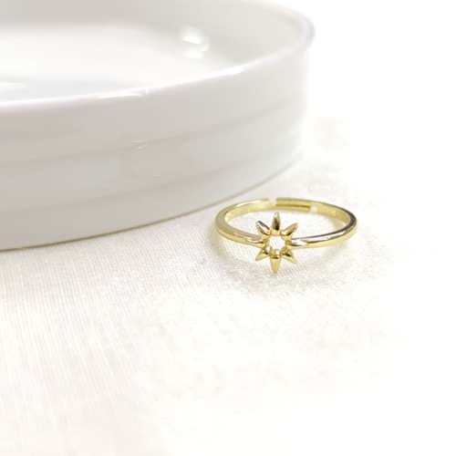 GÜNEŞ AYARLANABİLİR GÜMÜŞ YÜZÜK - ALTIN SARI