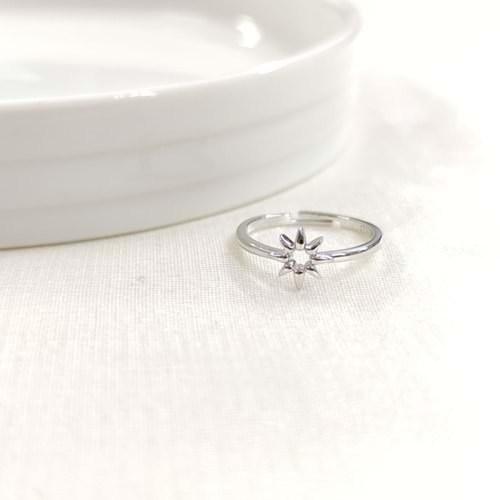 GÜNEŞ AYARLANABİLİR GÜMÜŞ YÜZÜK - RODYUM BEYAZ