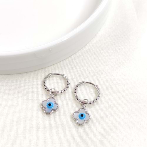 İTHAL SEDEF NAZAR BONCUKLU 12 MM GÜMÜŞ HALKA KÜPE