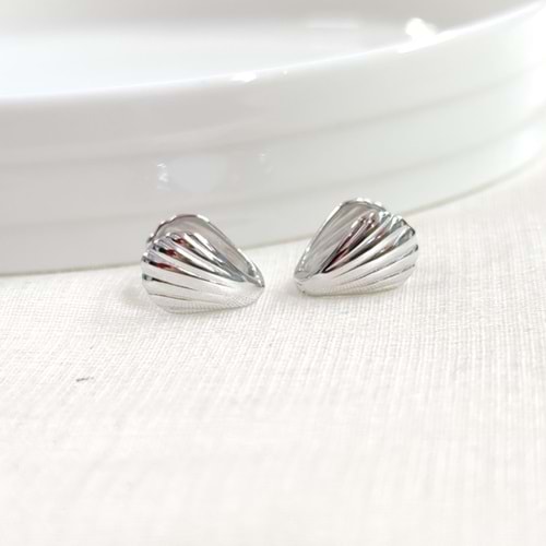 İTHAL MİDYE MİNİ GÜMÜŞ HALKA KÜPE - RODYUM BEYAZ