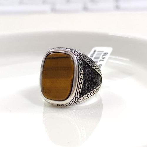 KAPLAN GÖZÜ GÜMÜŞ ERKEK YÜZÜK