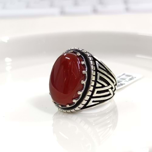 AKİK OVAL GÜMÜŞ ERKEK YÜZÜK