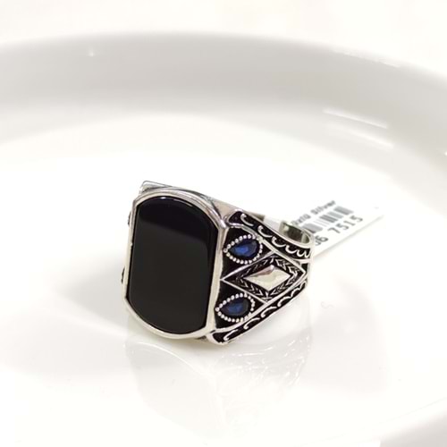 SİYAH TAŞLI GÜMÜŞ ERKEK YÜZÜK