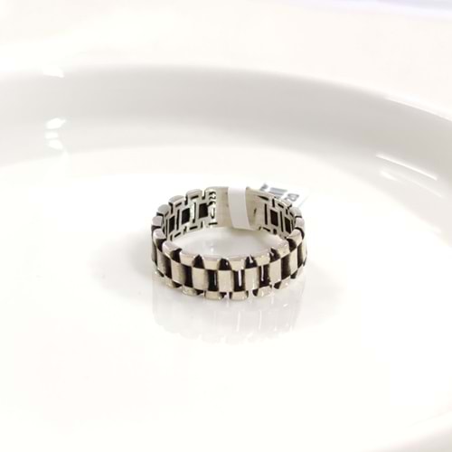 7,50 MM GÜMÜŞ DESENLİ OKSİTLİ ALYANS YÜZÜK