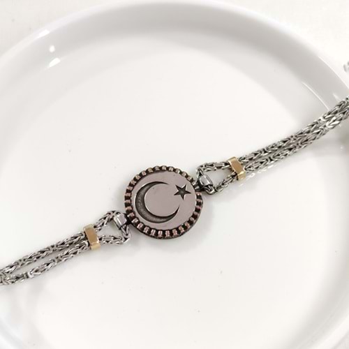 2,5 MM KRAL ZİNCİRLİ AY YILDIZ ERKEK BİLEKLİK 20 CM