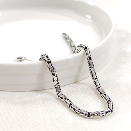 4 MM GÜMÜŞ YUVARLAK KRAL ZİNCİR BİLEKLİK 22 CM