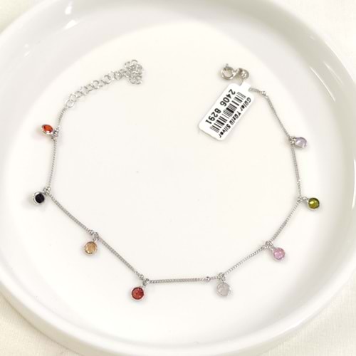 RENKLİ TAŞLI SALLANTILI GÜMÜŞ HALHAL