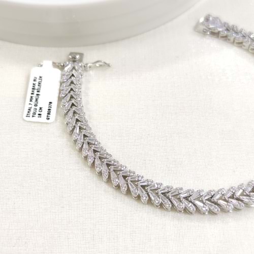 İTHAL 7 MM BAŞAK SU YOLU GÜMÜŞ BİLEKLİK 18 CM