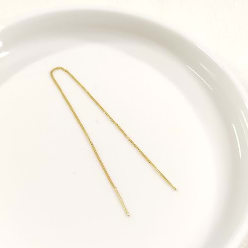 15 CM UZUN ZİNCİR TEKLİ GÜMÜŞ KÜPE - ALTIN SARI