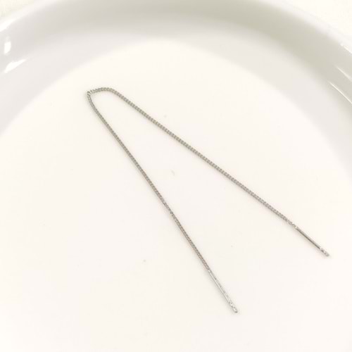 15 CM UZUN ZİNCİR TEKLİ GÜMÜŞ KÜPE - RODYUM BEYAZ